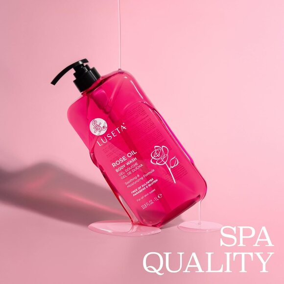 NEW Luseta Rose Oil Body Wash Soothing & Moisturizing Shower Gel Pump 33.8 oz - Picture 5 of 7
